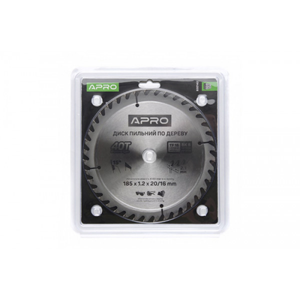 Диск пильний по дереву 185х20(16)х40Т APRO