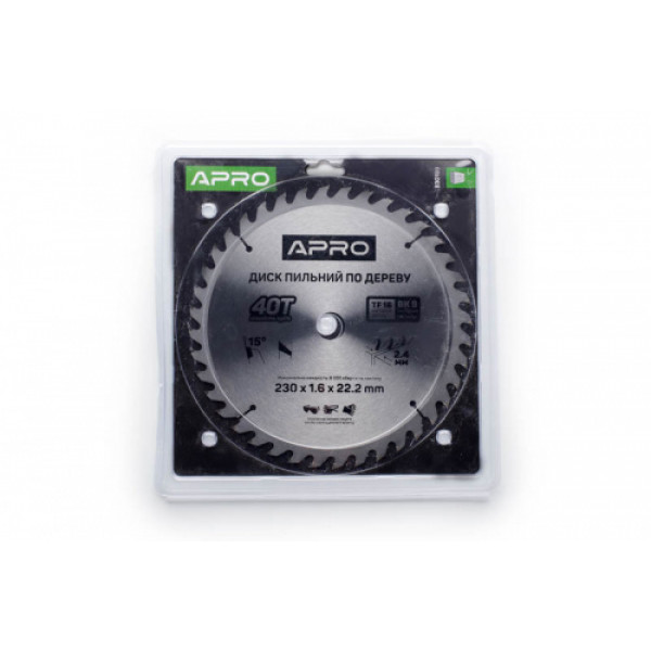 Диск пиловий до дерева 230х22,2х40T APRO