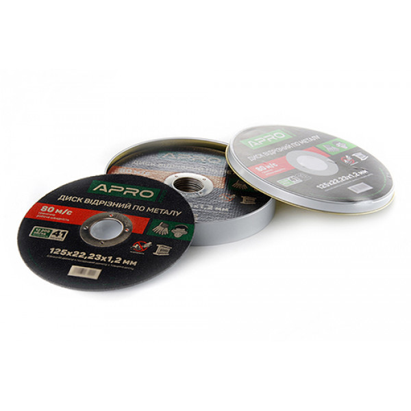 Диск відрізний по металу в кейсі 125х1.2х22.2мм (10шт в кейсі) APRO