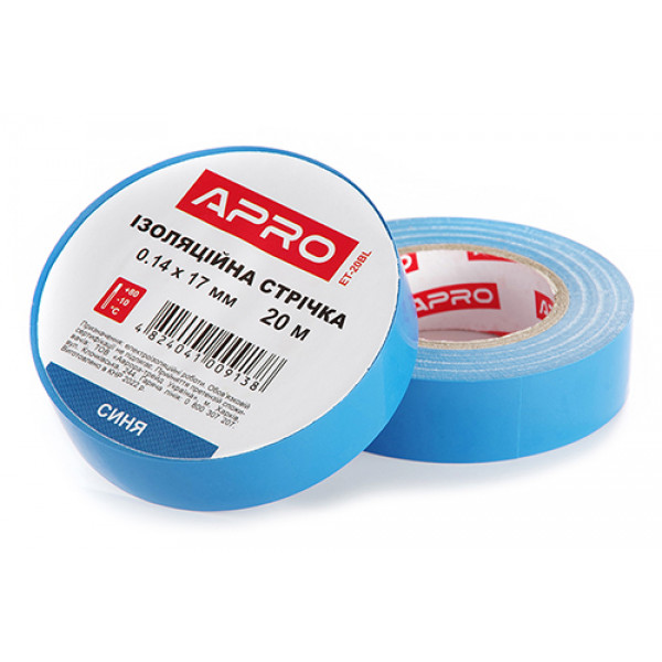 Ізоляцiйна стрiчка синя 0.14х17мм 25м (пачка, кратно 10шт) APRO. Ціна за 1шт. Кратно пачці