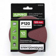 Круг шліфувальний без отворів (на липучці) ?125мм P120 (10шт) APRO