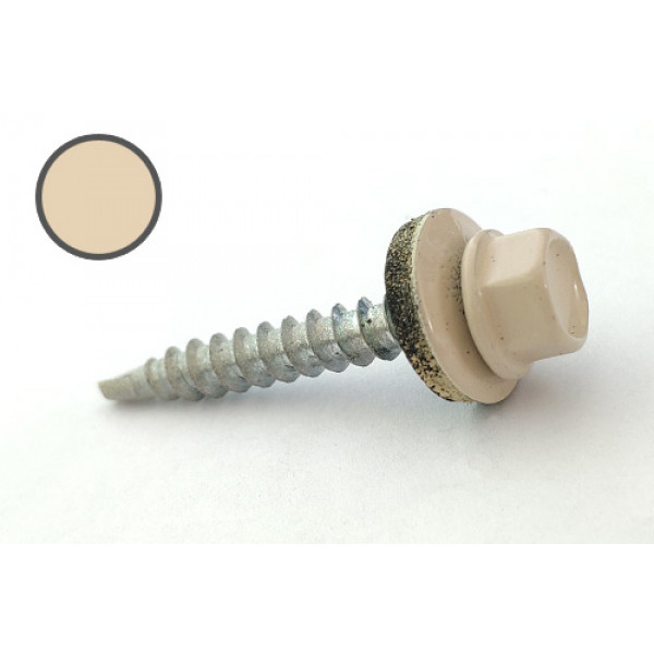 Саморіз покрівельний 4,8*35 DIN 7504K RAL 1015 до дерева (пач 50шт) (колір - слонова кістка світла) APRO