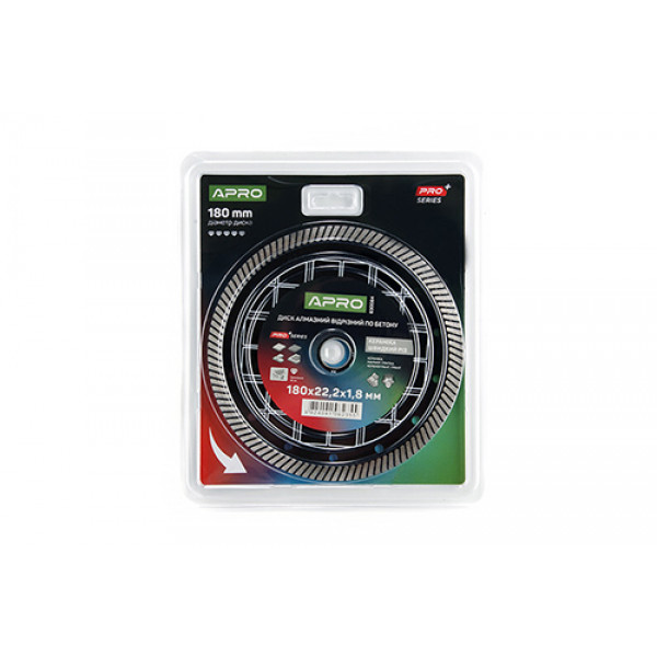 Диск алмазний по бетону Кераміка Швидкий Різ 180х1.8х22.22мм 22-24% APRO PRO