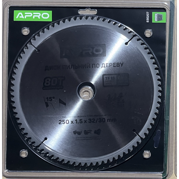 Диск пильний по дереву 250х32(30)х80Т APRO