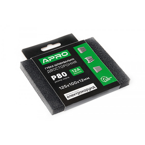 Губка шліфувальна двостороння Р80 125х100х12мм APRO