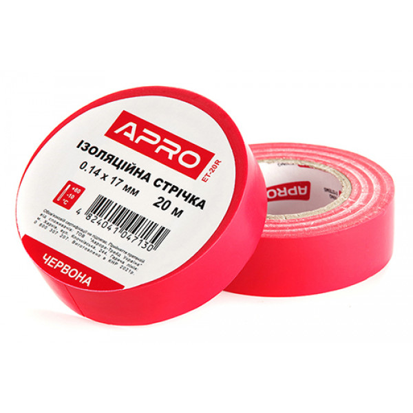 Ізоляцiйна стрiчка червона 0.14х17мм 20м (пачка, кратно 10шт) APRO