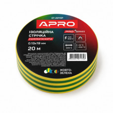 Ізоляцiйна стрiчка жовто-зелена мат. 0.13х19 мм 20 м (самозагасаюча) APRO PRO
