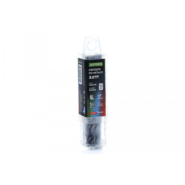 Свердло по металу HSS/M2 (6542) ?3,2мм (тубус, кратно 10шт) PRO APRO. Ціна за 1шт. Кратно пачці