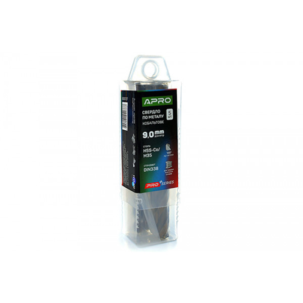 Свердло по металу кобальтове HSS-Co/M35 ?9.0мм (тубус, кратно 5шт) PRO APRO