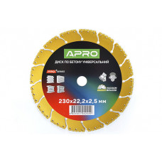 Диск по бетону універсальний 230х22.2х2.5мм PRO (вакуумне зварювання, перфорований сегмент) APRO