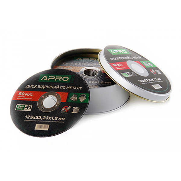 Диск відрізний по металу в кейсі 125х1.2х22.2мм (25шт в кейсі) APRO