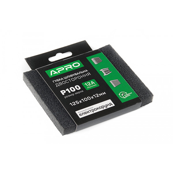 Губка шліфувальна двостороння Р100 125х100х12мм APRO