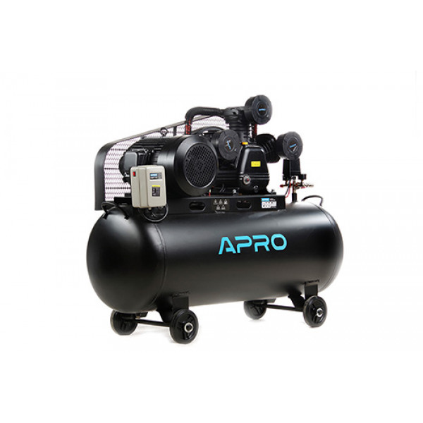 Компресор трьохциліндровий пасовий OFBD-200X 8Бар 7.5кВт 1050л/хв 200л 380В (2 крана) + Олива 1л APRO