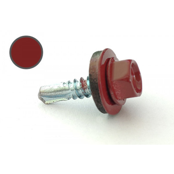 Саморіз покрівельний 4,8*19 DIN 7504K RAL 3011 до металу (пач 50шт) (колір - коричнево-червоний) APRO