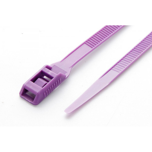 Стяжка кабельна з низьким профілем замку 8x400 фіолетовий (100шт) APRO