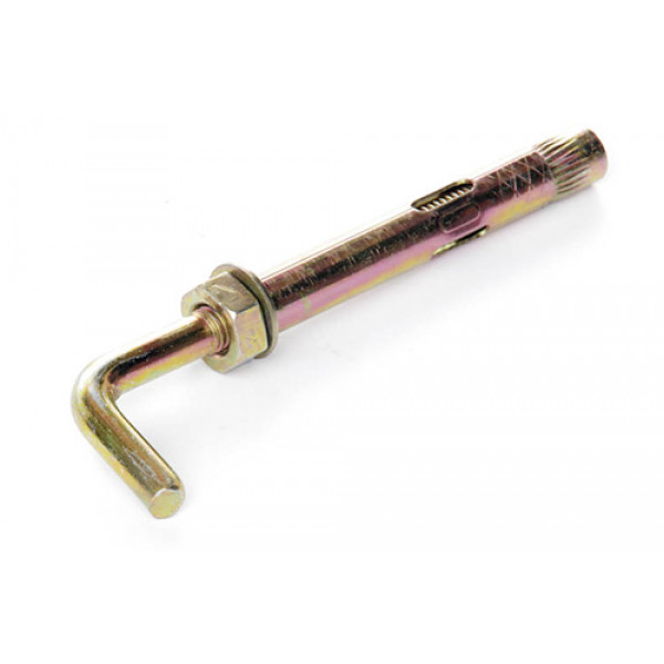 Анкер з кожухом і гайкою з L-гаком М8/10*80 цинк жовтий (пач 5шт) APRO