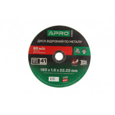 Диск відрізний по металу ПРОФІ 180х1.6х22.22мм (зелений) (5шт. в пач.) APRO