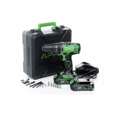 Дриль-шуруповерт APRO 20В, 2А, 20D, 2 АКБ, ЗУ, кейс