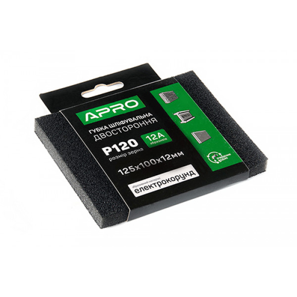 Губка шліфувальна двостороння Р120 125х100х12мм APRO