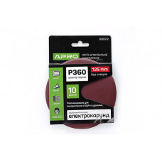 Круг шліфувальний без отворів (на липучці) ?125мм P360 (10шт) APRO