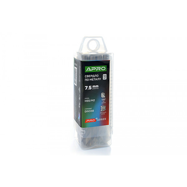 Свердло по металу HSS/M2 (6542) ?7,5мм (тубус, кратно 10шт) PRO APRO. Ціна за 1шт. Кратно пачці