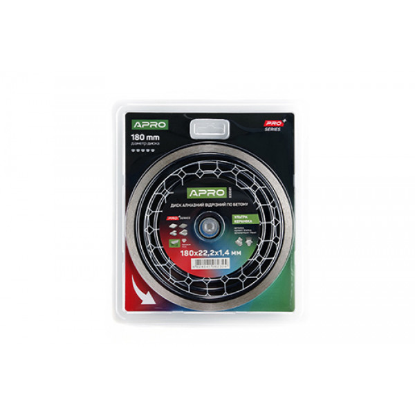 Диск алмазний по бетону Кераміка Ультра 180х1.4х22.22мм 22-24% APRO PRO