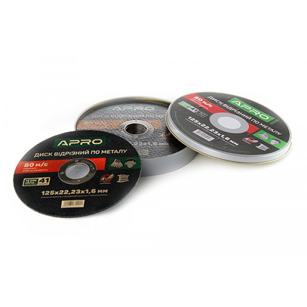 Диск відрізний по металу в кейсі 125х1.6х22.2мм (10шт в кейсі) APRO