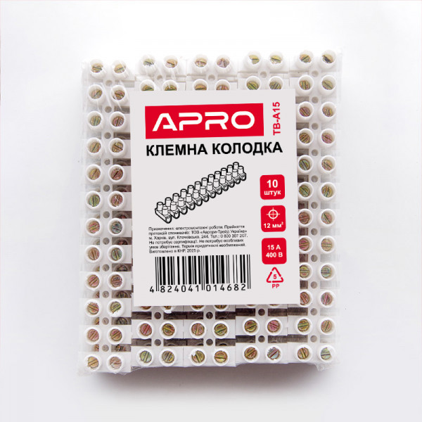 Клемна колодка 15 А 12 мм2 (пачка, кратно 10шт) APRO