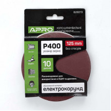 Круг шліфувальний без отворів (на липучці) ?125мм P400 (10шт) APRO