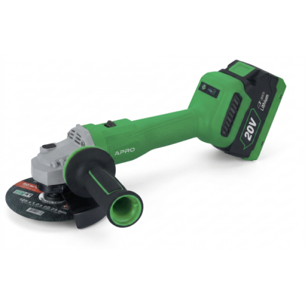 Шліфмашина акумуляторна кутова безщіткова MS 20AGBP 20В Ø125мм, без АКБ, без ЗП APRO