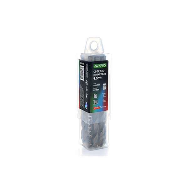 Свердло по металу HSS/M2 (6542) ?6,0мм (тубус, кратно 10шт) PRO APRO. Ціна за 1шт. Кратно пачці