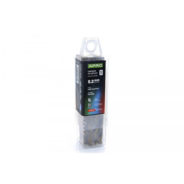 Свердло по металу кобальтове HSS-Co/M35 ?5.2мм (тубус, кратно 10шт) PRO APRO. Ціна за 1шт. Кратно пачці