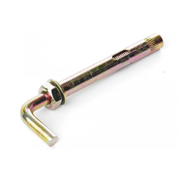 Анкер з кожухом і гайкою з L-гаком М10/12*100 цинк жовтий (пач 5шт) APRO