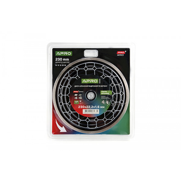 Диск алмазний по бетону Кераміка Ультра 230х1.6х22.22мм 22-24% APRO PRO