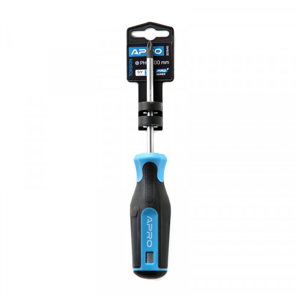 Викрутка хрестова обгумована рукоятка CrV PH1x75 (Phillips) APRO