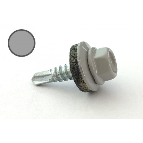 Саморіз покрівельний 4,8*19 DIN 7504K RAL 9006 до металу (пач 50шт) (колір - біло-алюмінієвий) APRO