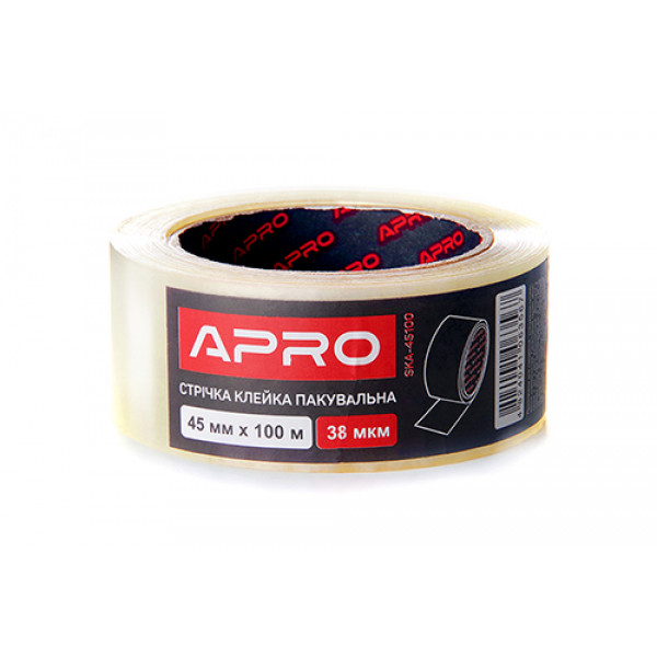 Стрічка клейка пакувальна 38мкм 45мм 100м APRO