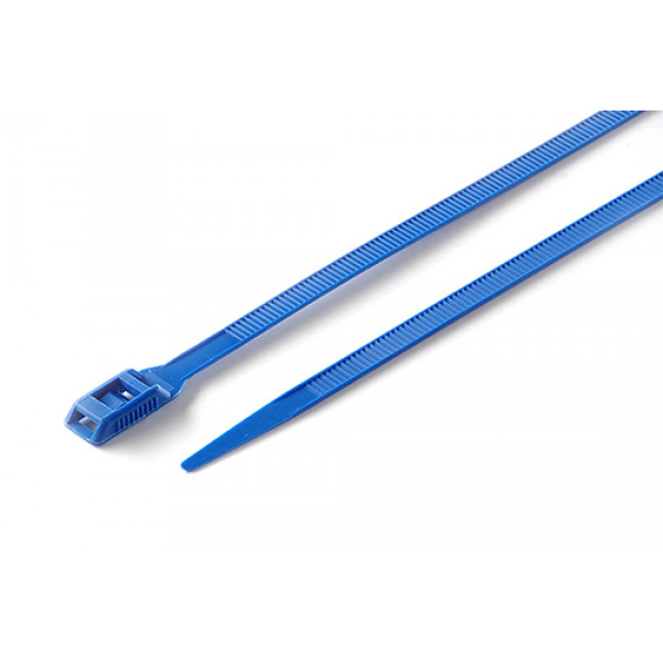 Стяжка кабельна з низьким профілем замку 8x400 синій (100шт) APRO