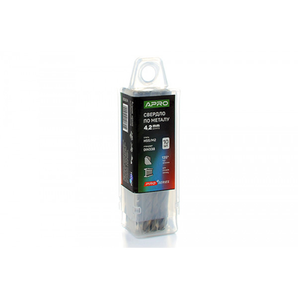 Свердло по металу HSS/M2 (6542) ?4,2мм (тубус, кратно 10шт) PRO APRO. Ціна за 1шт. Кратно пачці