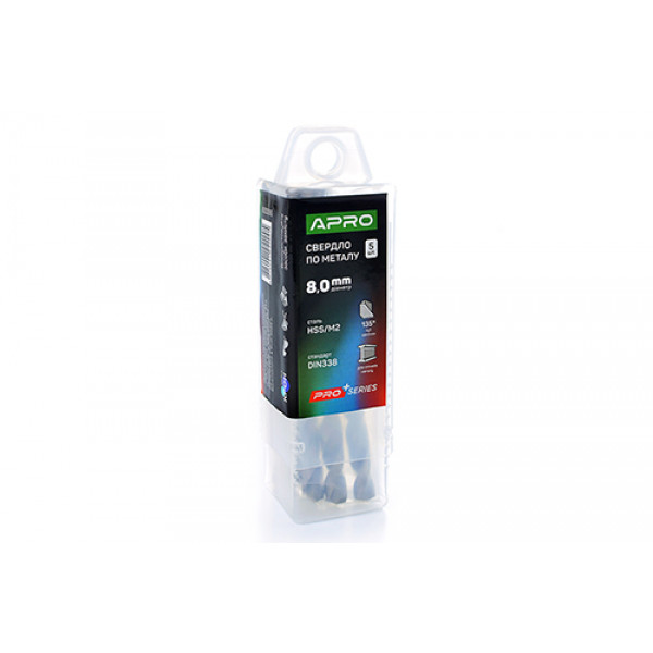 Свердло по металу HSS/M2 (6542) ?8,0мм (тубус, кратно 5шт) PRO APRO. Ціна за 1шт. Кратно пачці