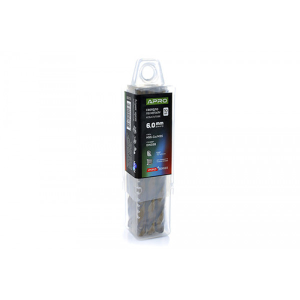 Свердло по металу кобальтове HSS-Co/M35 ?6.0мм (тубус, кратно 10шт) PRO APRO. Ціна за 1шт. Кратно пачці