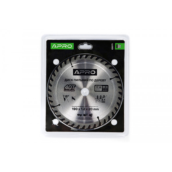Диск пильний по дереву 190х20(16)х40Т APRO