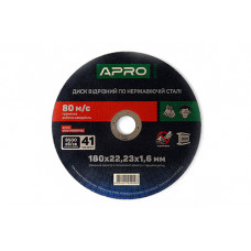 Диск відрізний по нержавіючій сталі (INOX) 180х1.6х22.2мм (5шт. в пач.) APRO