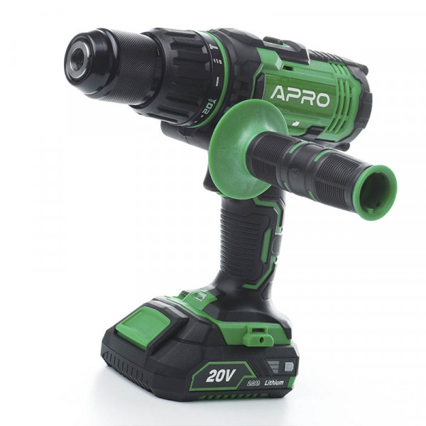 Дриль-шуруповерт ударний APRO 20В, 2А, 20HD2 АКБ, ЗУ, кейс