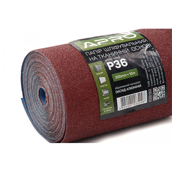 Папір шліфувальний P36 рулон 200мм*10м (тканинна основа) APRO