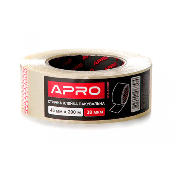 Стрічка клейка пакувальна 38мкм 45мм 200м APRO