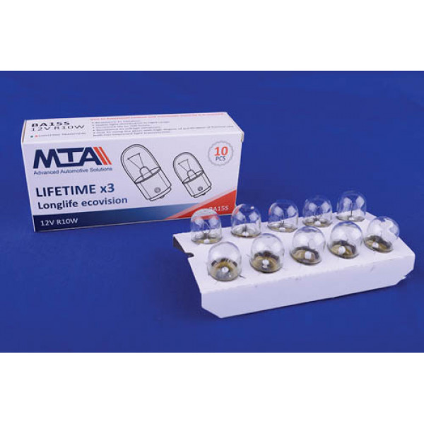 Лампа автомобільна 12V 10W Ba15s R10W (габарити, освітлення номерного знаку) (10шт) MTA