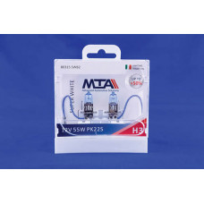 Лампа автомобільна H3 12V 55W PK22S SUPER WHITE (ближня/дальня, протитуманна) (світло-блакитний) (2шт) MTA