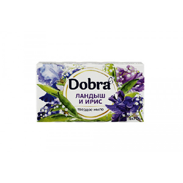 Мыло туалетное твёрдое косметическое 5*70г экопак ТМ Dobra Ландыш и ирис