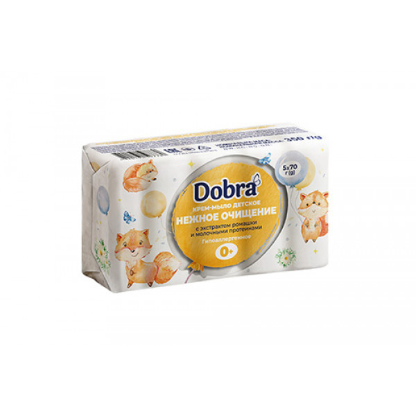Мило туалетне тверде дитяче 5*70г екопак ТМ Dobra з ромашкою та молочними протеїнами